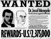 En la imagen: Se busca. Dr. Josef Mengele. Recompensa 2,375.000$