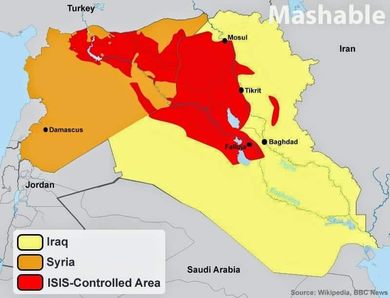 Mapa que revela el territorio ocupado por ISIS