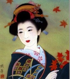Representación de una geisha durante el periodo Heian
