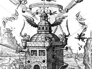 Rosacruces: Ilustración de la Torre de Olimpo, lugar mencionado en el documento “Las Bodas Químicas de Christian Rossenkreuz” -1616