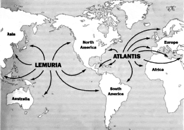 Mapa de Atlantis y Lemuria