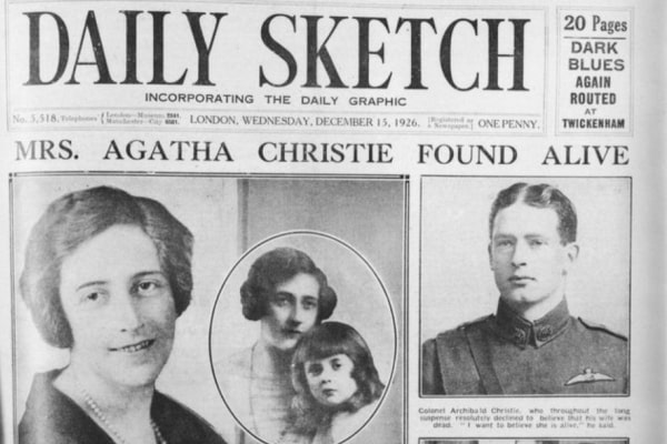Medios informando la desaparición de Agatha Christie 